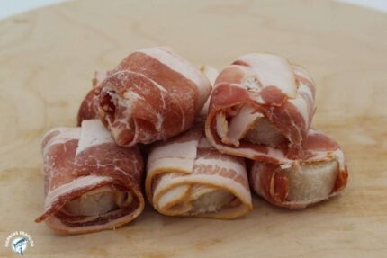 Frozen Bacon Wrapped Scallop Medallions – 10 Lbs. Case